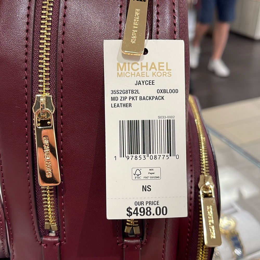 Michael Kors Jaycee Medium Pebbled Leather Backpack
 Oxblood/Golden NWT - Picture 12 of 16